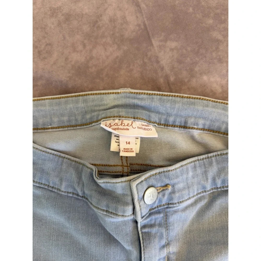 Ingrid & Isabel Maternity‎ Skinny Jeans 14 Light Wash Stretch Blue Denim NWT